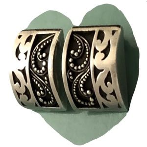 Lois Hill Sterling Granulated Filigree Scroll Cutout Earrings